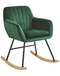 Beliani Green Velvet Rocking Chair With Metal Frame And Wooden Runners, W60 X D74 X H82Cm - thumbnail 3