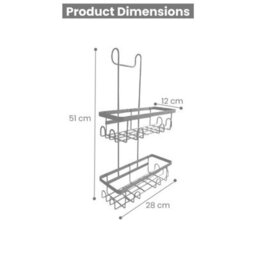 Grey Modern Hanging Over Door Screen Bathroom Shower Caddy Rack Storage Organizer - thumbnail 2