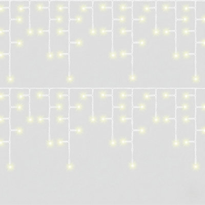 Pegdev - Pdl Warm White Led Icicle Lights White Rubber Cable 60 40 20Cm Drop Outdoor Indoor Connectable Durable System 7M - image 1