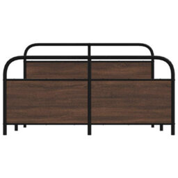 Berkfield Metal Bed Frame Without Mattress Brown Oak 160X200 Cm - thumbnail 5