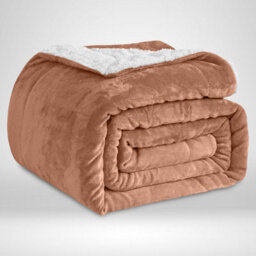 Ameha Camel Sherpa Fleece Throw Super King 230X270Cm Fluffy Smooth Touch & Reversible Soft Thick & Warm Feel Blanket - thumbnail 2