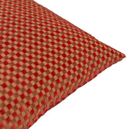 furn. Furn Checkered Velvet Polyester Filled Cushion, Maroon, 45 X 45Cm - thumbnail 3