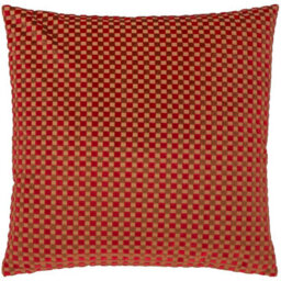 furn. Furn Checkered Velvet Polyester Filled Cushion, Maroon, 45 X 45Cm - thumbnail 2
