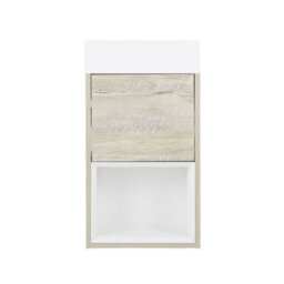 Homestylestore 400mm Light Oak Led Lit Bathroom Wall Hung Vanity Unit With Basin - thumbnail 1