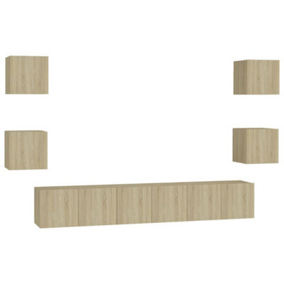 Berkfield Sturdy 7 Piece Tv Cabinet Set Sonoma Oak Engineered Wood - image 1