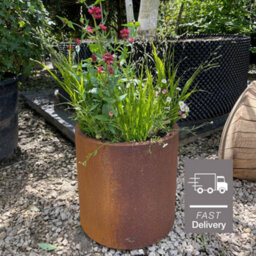 London Stone Corten Steel Straight Cylinder Planter - W 500 X H 500mm
