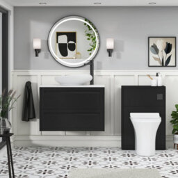 Royal Bathrooms Royal Bathroom Elmore 800mm Matt Nocturne Black Wall Mounted Bathroom Vanity Unit 2 Drawer Plain White Worktop With Nova Basin - thumbnail 5