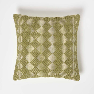 Homescapes Lima Handwoven Textured Green Cushion 45 X 45 Cm - image 1