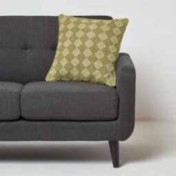 Homescapes Lima Handwoven Textured Green Cushion 45 X 45 Cm - thumbnail 2