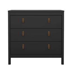 Madrid Matt Black No Effect 3 Drawer Chest (H)797mm (W)823mm (D)384mm - thumbnail 2