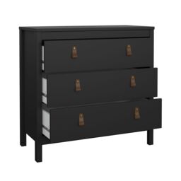 Madrid Matt Black No Effect 3 Drawer Chest (H)797mm (W)823mm (D)384mm - thumbnail 3