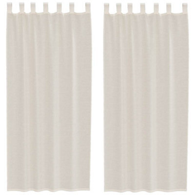 Berkfield Durable Voile Curtains With Tab Top 2 Pcs Cream - image 1