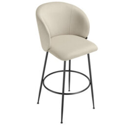 Tectake Bar Stool Luana - With Backrest, Velvet Look And Padded - Cream/black, Set Of 6 - thumbnail 8