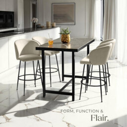 Tectake Bar Stool Luana - With Backrest, Velvet Look And Padded - Cream/black, Set Of 6 - thumbnail 7