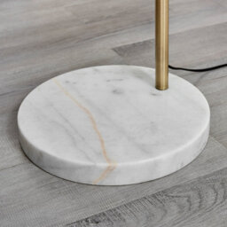 Furniturebox Holden Tall Gold Metal Floor Standing Arc Lamp Light With White Marble Base Including A Rated Energy Efficient Led Bulb - thumbnail 3