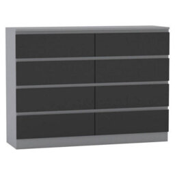 Urbn-Living Urbnliving 120Cm Wide Grey Wooden Chest Of Black 8 Drawers Bedroom Furniture Storage Bedside Modern Cabinet - thumbnail 5