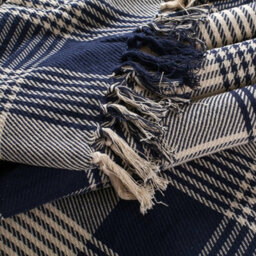 Ehc Premium  Reversible 100% Cotton Large 225 X 250 Cm Tartan Throws For Sofa, Bedspread, Navy Blue - thumbnail 4