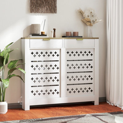 Homcom Heater Cover With Flip Drawer And Top Shelf 108 X 19 X 95.5 Cm White - image 1
