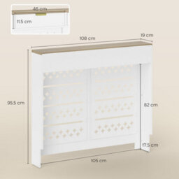 Homcom Heater Cover With Flip Drawer And Top Shelf 108 X 19 X 95.5 Cm White - thumbnail 3