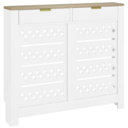 Homcom Heater Cover With Flip Drawer And Top Shelf 108 X 19 X 95.5 Cm White - thumbnail 2