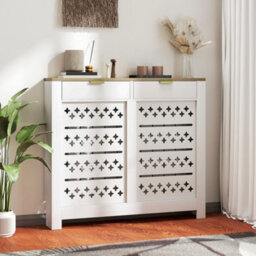 Homcom Heater Cover With Flip Drawer And Top Shelf 108 X 19 X 95.5 Cm White - thumbnail 1