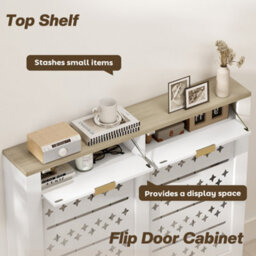 Homcom Heater Cover With Flip Drawer And Top Shelf 108 X 19 X 95.5 Cm White - thumbnail 4