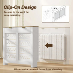 Homcom Heater Cover With Flip Drawer And Top Shelf 108 X 19 X 95.5 Cm White - thumbnail 6
