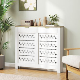 Homcom Heater Cover With Flip Drawer And Top Shelf 108 X 19 X 95.5 Cm White - thumbnail 8