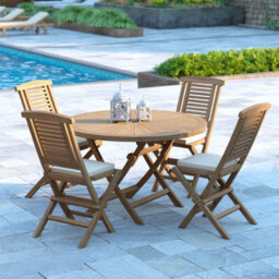 Eterna Amalfi Teak Garden Dining Table & 4 Seat Chair Set - With Cream Cushions - thumbnail 1
