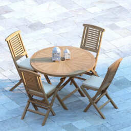 Eterna Amalfi Teak Garden Dining Table & 4 Seat Chair Set - With Cream Cushions - thumbnail 2