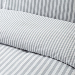 Catherine Lansfield Brushed Stripe Cotton Reversible Double Duvet Cover Set With Pillowcases Silver Grey - thumbnail 4