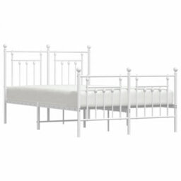 Berkfield Metal Bed Frame With Headboard And Footboard White 120X200 Cm - thumbnail 4