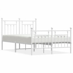 Berkfield Metal Bed Frame With Headboard And Footboard White 120X200 Cm - thumbnail 2