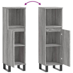 Berkfield Bathroom Cabinet Grey Sonoma 30X30X100 Cm Engineered Wood - thumbnail 9
