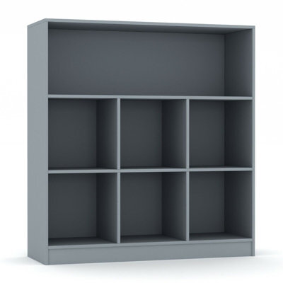 Urbn-Living Urbnliving Height 94Cm Wide Wooden 7 Cube Bookcase Shelving Display Colour Grey Storage Unit Cabinet Shelves - image 1