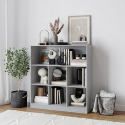 Urbn-Living Urbnliving Height 94Cm Wide Wooden 7 Cube Bookcase Shelving Display Colour Grey Storage Unit Cabinet Shelves - thumbnail 2