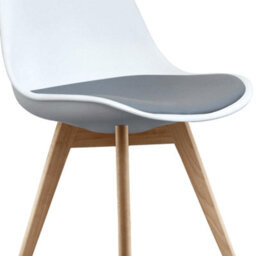 Fusion Living Soho White & Dark Grey Plastic Dining Chair With Squared Light Wood Legs - thumbnail 3