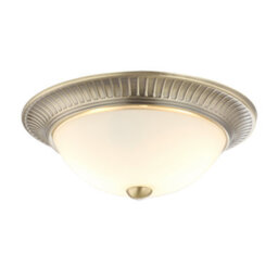 Happy Homewares Traditional Antique Brass Flush Ceiling Light Fitting With White Glass Diffuser - thumbnail 2