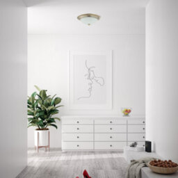 Happy Homewares Traditional Antique Brass Flush Ceiling Light Fitting With White Glass Diffuser - thumbnail 7