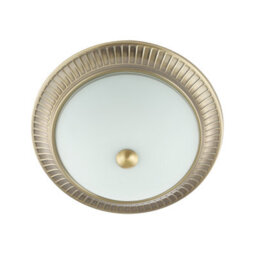 Happy Homewares Traditional Antique Brass Flush Ceiling Light Fitting With White Glass Diffuser - thumbnail 4