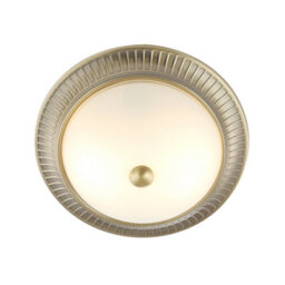 Happy Homewares Traditional Antique Brass Flush Ceiling Light Fitting With White Glass Diffuser - thumbnail 5