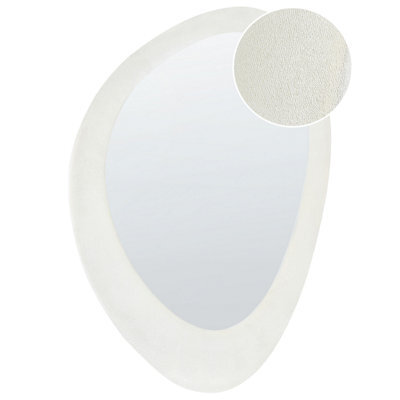 Beliani Wall Mirror Audes 60 Cm 90 Cm Velvet Off-White - image 1