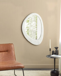 Beliani Wall Mirror Audes 60 Cm 90 Cm Velvet Off-White - thumbnail 2