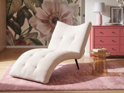 Beliani Chaise Longue Quilly Corduroy Off-White - thumbnail 2
