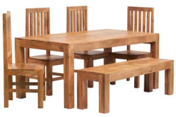 Hommoo Light Mango Wood 6 Ft Or 180 Cm Large Dining Table In Matt Finish - thumbnail 4