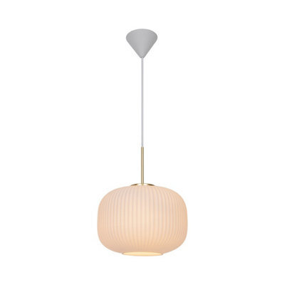 Nordlux Milford Glass Pendant Light Ribbed  White,mains - image 1