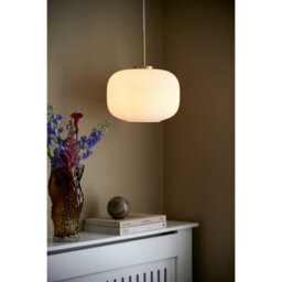 Nordlux Milford Glass Pendant Light Ribbed  White,mains - thumbnail 5