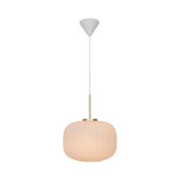 Nordlux Milford Glass Pendant Light Ribbed  White,mains - thumbnail 2