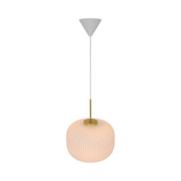 Nordlux Milford Glass Pendant Light Ribbed  White,mains - thumbnail 3