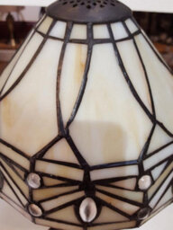 K Living Kilbride Tiffany Bronze Table Lamp And Leaded Cream Marble Wash Glass Shade - thumbnail 9